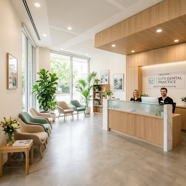 Sağlıklı ve modern diş kliniği ortamında eski porselen kaplama değişimi